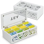 Handrong Tea Box Organizer,wood Organizers STORAGE,12 L, Off-white. Fixed Price $39.99.