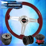 Red Wood Deep Dish Steering Wheel + Quick Release Extender For 96-15 Civic. Fixed Price $100.99.