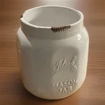 New Kitchen Essentials Ceramic Crock White Distressed Utensil Holder Mason Jar. Fixed Price $19.99.