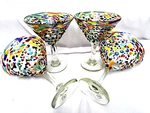 Set Of 4 Original Handblown Confetti Pebble Martini Margarita Glasses Brand New. Fixed Price $61.46.