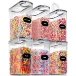 Praki 6PCS Cereal Storage Containers Airtight 4L Canister Set W/ Labels. Fixed Price $34.99.
