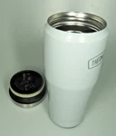 Thermos Brand Light Gray 16 Oz. Stainless Steel Insulated Travel Tumbler. Fixed Price $10.95.