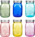 Amzcku 16 Oz Colored Mason Jars With Lids Regular Mouth Canning Jar, Pack Mult. Fixed Price $41.49.
