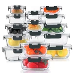 Glass Food Storage Containers 15 Pcs Meal Prep Airtight Snap Locking Gray Komuee. Fixed Price $59.99.