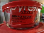 Pyrex Simply Store 2-CUP Single Glass Food Storage Container Bowl Red Lid New. Fixed Price $14.99.