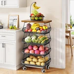 Fruit Basket Kitchen Pantry Organizers And Storage - Wooden Top Table, Stackable. Fixed Price $62.86.