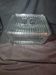 Vintage Anchor Hocking 1932 Design Ribbed 9X9 Refrigerator Baking Dish With Lid. Fixed Price $20.00.