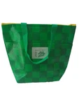 New Avon Skin Soft Green Checkered Double Handle Insulated Zip Top Bag. Fixed Price $8.00.