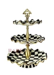 Mackenzie-childs Courtly Check Three Tier Sweet Stand Ceramic 17" Tall New. Fixed Price $625.00.
