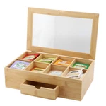 Megachef 13 8 Inch Bamboo Tea Box Organizer With Acrylic Top Window. Fixed Price $31.73.