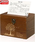 Vintage Recipe Box, Wooden Cards And Set, Organizer W/ 50 Blan. Fixed Price $28.44.