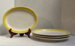 Oval Plates (4) White W/ Yellow Rim, Cac China, Restaurant Ware, Stoneware. Fixed Price $45.99.