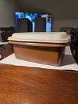 Tupperware Freeze Save Ice Cream Keeper 1254-9 Brown & 1255-14 Lid. Fixed Price $9.00.