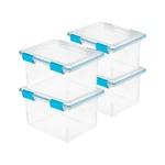 Sterilite Gasket Box, Stackable File Tote Storage Bin With Lid, 32 Quart, 4 Pack. Fixed Price $64.99.