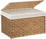 Large Wicker Storage Basket With Lid, 42.3 Gallon, Foldable & Removable Liner. Fixed Price $108.99.