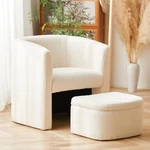 Colamy Upholstered Sherpa Barrel Accent Chair With Storage Ottoman, Morden Li.... Fixed Price $461.11.