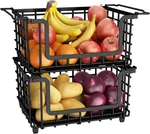2 Pack Stackable Metal Wire Fruit Vegetable Baskets Kitchen Freezer Organizer. Fixed Price $25.99.