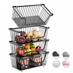Gaokase Stackable Wire Baskets, 4-PACK, Pantry Organizer Storage, Vegetables, Fr. Fixed Price $44.95.