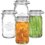 Tebery 4 Pack Clear Wide Mouth Glass Mason Jars With Airtight Clamp Lids, 32O.... Fixed Price $36.80.
