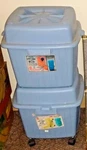 1980S Frem Plastic Stackable Storage Tote Wheels Stuff N Store Covered Box Set. Fixed Price $49.99.