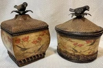 Cbk Set 2 Decorative Boxes Bird Lid Rustic Cottage Trinket Storage. Fixed Price $34.99.