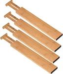 Bamboo Drawer Dividers Set Of 4, Adjustable 13"-17",. Fixed Price $27.69.