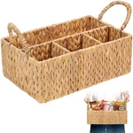 Divided Hyacinth Baskets With Handles, Storage Natural For Organizing .... Fixed Price $47.66.