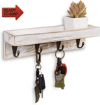 Mygift 10 Inch Floating Wall Shelf With Hooks, Whitewashed Wood Entryway Storage. Fixed Price $31.83.