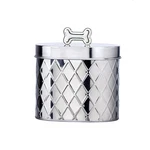 Amici Pet Chance Diamond Metal Canister - 52 Oz Stainless Steel (6" X 4.5" W). Fixed Price $20.00.