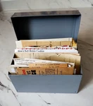Plain Gray Metal 3 5 Box With Recipes & New Index Cards. Fixed Price $8.99.