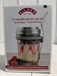 Kilner Glass Breakfast Jar Set New In Box .35 Litre / 11.8 Fl Oz. Fixed Price $14.99.
