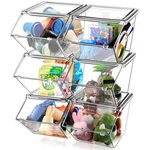 6 Pcs Clear Plastic Storage Bins With Lids Large Stackable Pantry Org.... Fixed Price $60.59.