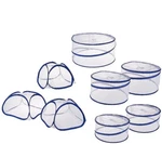 Nip Cooks Essentials Set Of 8 Mesh Pop Up Food Covers, Blue Trim. Fixed Price $19.99.