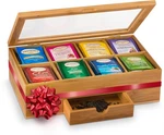 Tea Box Organizer With Drawer - 8 Compartment Bamboo Wooden Storage Chest.... Fixed Price $42.23.