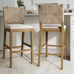 Nathan James Beacon 29" Boucle Wood Bar Stool, Cream/light Brown, Set Of. Fixed Price $359.99.