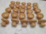 25 Factory New Maple Finished Wood Cabinet Knobs / Pulls Flat Round Nf. Fixed Price $25.95.