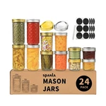 Spanla Mason Jars, 24 Pack Canning With Regular Lids, Idea... Usa Fast Ship. Fixed Price $45.10.