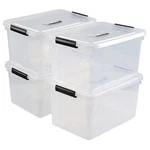 Cand 4 Pack 18 Plastic Storage Bin With Lid, Clear Latching Box. Fixed Price $46.99.