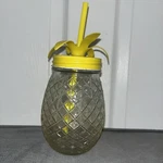 Tropical Pineapple Mason Jar Jug Large Glass Straw Lid Great Gift! Global!. Fixed Price $25.00.