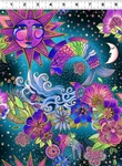 Celestial Magic Multi Color Main Quilt Fabric Laurel Burch #3160-55M Sold 1/2 Yd. Fixed Price $12.00.