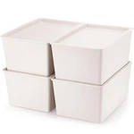 4 Pcs Storage Bins With Lids Plastic Stackable Containers For Organizing Shel.... Fixed Price $51.39.