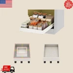 Pull Out Cabinet Organizer, Expandable Roll Shelf, White. Fixed Price $68.99.