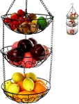 Dicunoy 3-TIER Hanging Fruit Basket, Heavy Duty Wire Baskets For Kitchen, Rustic. Fixed Price $32.06.