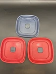 3 Rubbermaid Easy Find Vented Replacement Red Lids Only 6.5" Square 2D85. Fixed Price $14.99.