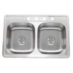 Nantucket Sinks NS3322-DE-9 Large Rectangle Double Bowl Drop Kitchen Sink, Br.... Fixed Price $405.43.
