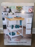 Origami Folding Kitchen Island Cart Wheeled Wood Top Bar White Portable 25X20X36. Fixed Price $112.50.