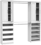 Chic 4-DRAWER Modular Wood Closet System With 19 Shelves & Doors, White. Fixed Price $1295.99.