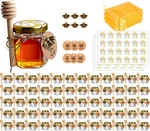 Dnaydkiy 60X 1.5OZ Glass Honey Jars W/ Dipper, Gold Lids, Bee Pendants, Jutes. Fixed Price $63.20.