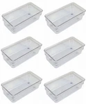 (6) Interdesign Linus 52330 3" X 6" 2" Clear Drawer Storage Organizer Bins. Fixed Price $37.90.