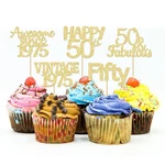 Gyufise 30PCS Gold Glitter 50TH Birthday Cupcake Toppers Vintage 1975 Awesome.... Fixed Price $14.44.